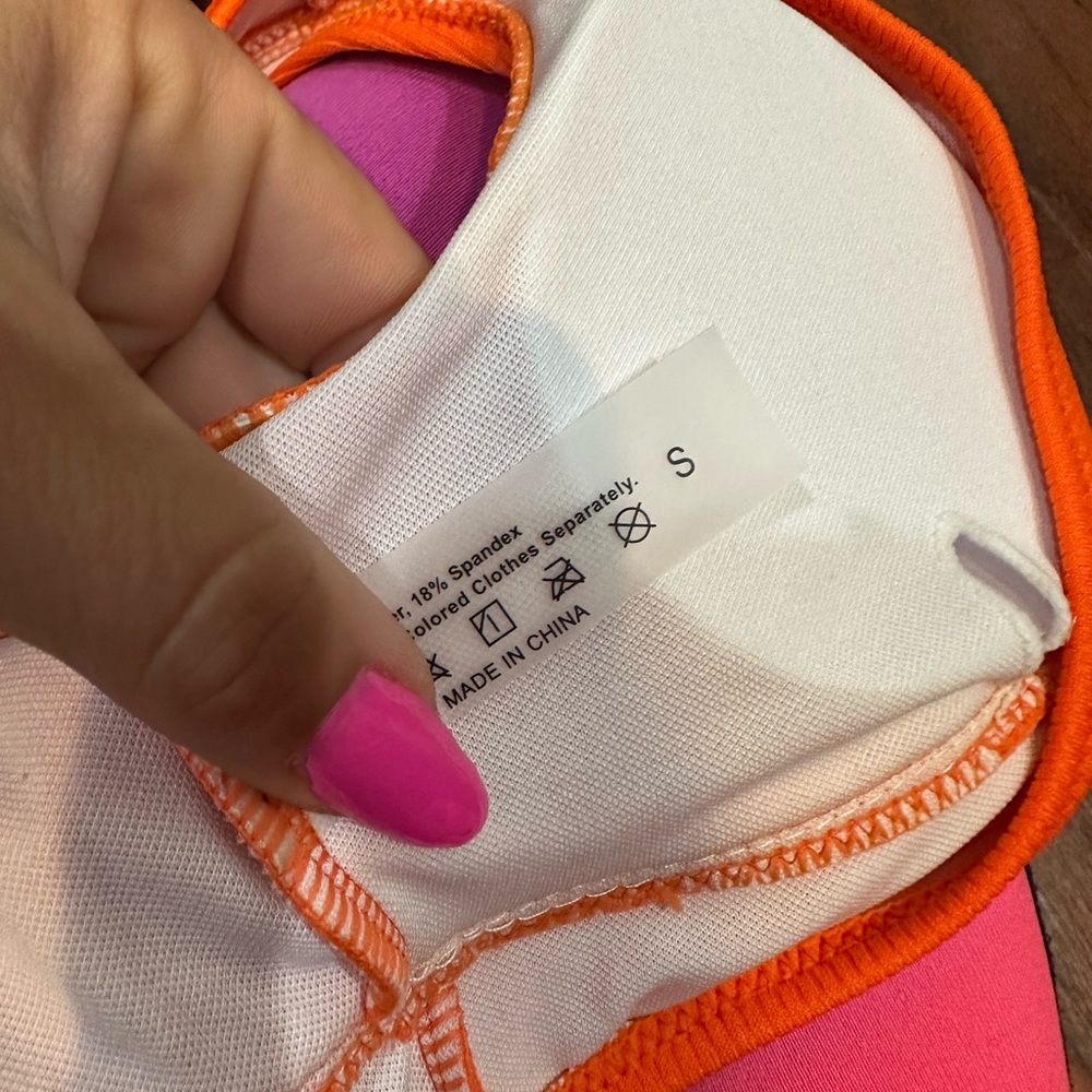 Shein Orange Ribbed Bikini Swim Top Size Small - Picture 3 of 3